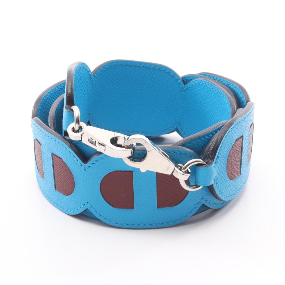 Hermes Bandoulière Maillon Chaine d'Ancre Blue Zanzibar Rouge Sellier Shoulde...